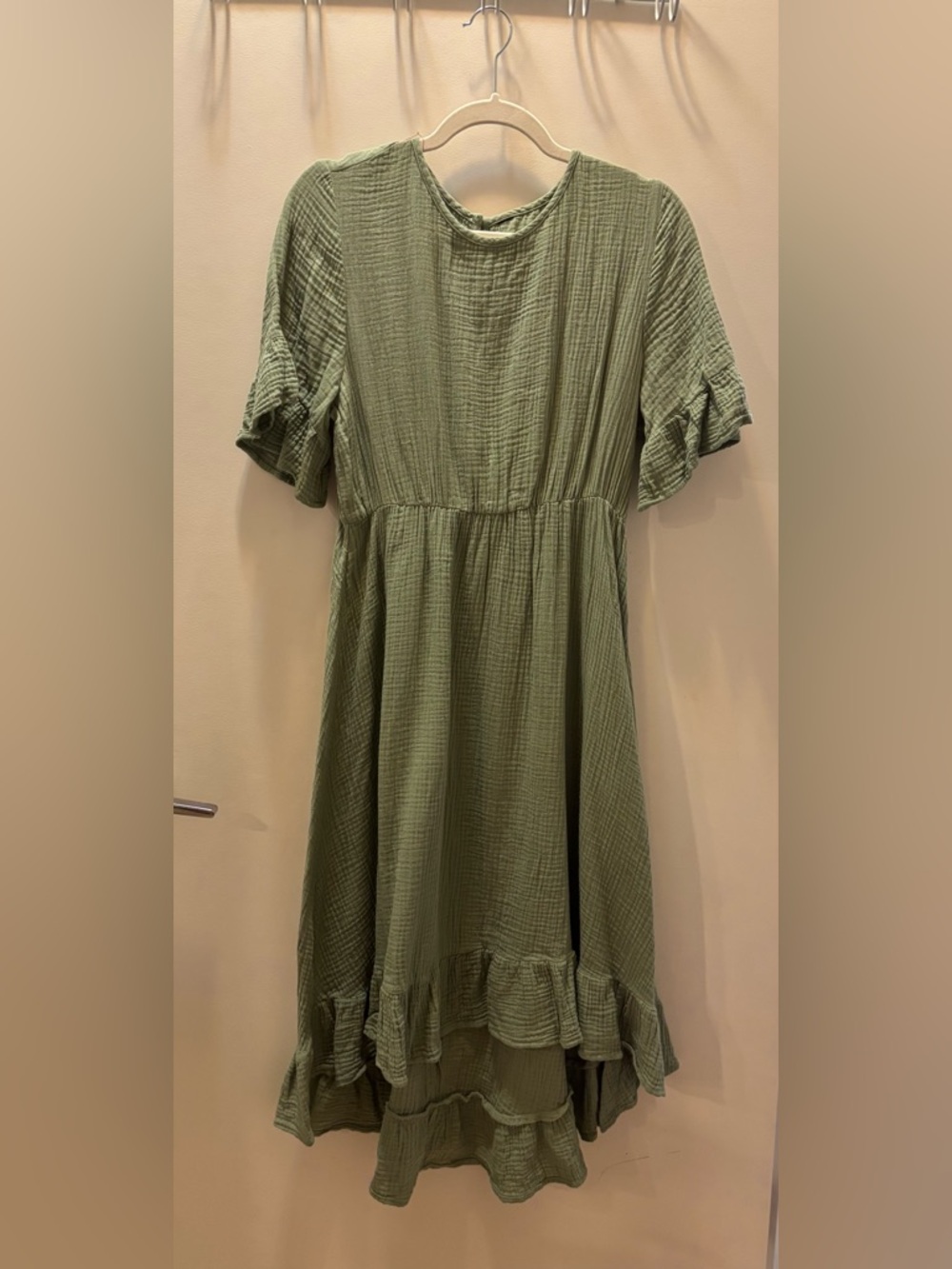 Sage Green Ruffle Hem Midi Dress